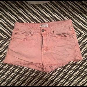Free People coral/orange cut off jean shorts!